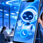 AIの裏側から人間のオペレーターが現れるイメージ